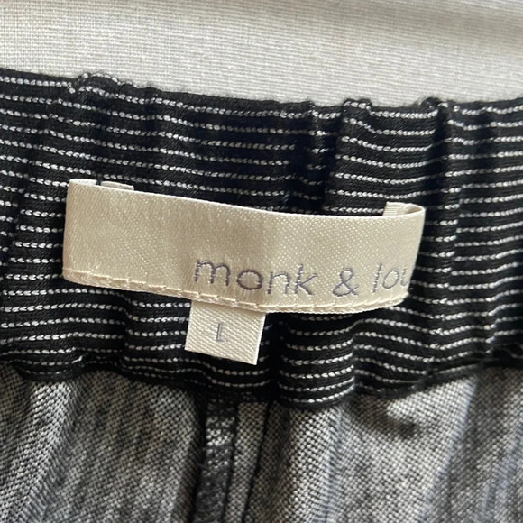 Monk & Lou Anthropologie B/W striped pull  on pants Sz L - Picture 6 of 10
